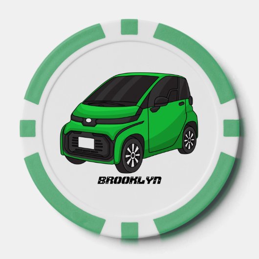 Kute groene micromaatwagen poker chips (Voorkant)