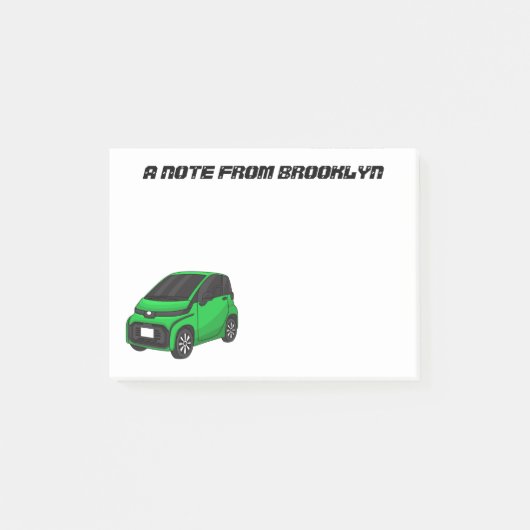 Kute groene micromaatwagen post-it® notes (Voorkant)