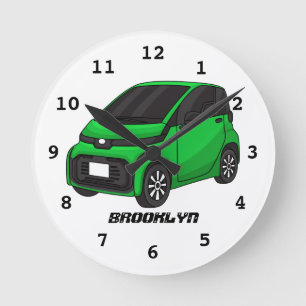 Kute groene micromaatwagen ronde klok