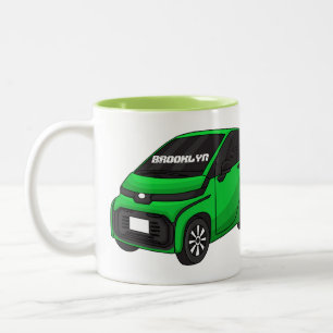 Kute groene micromaatwagen tweekleurige koffiemok