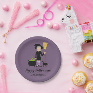 Kute haak met aangepaste Cat Halloween-tekst Papieren Bordje