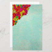 Kute hand Drawn Doodle Hearts and Flowers Briefpapier (Voorkant / Achterkant)