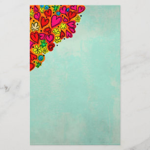 Kute hand Drawn Doodle Hearts and Flowers Briefpapier