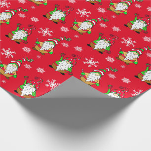 Kute Hand Drawn Gnome Festive Holiday Kerstmis Cadeaupapier