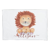 Kute hand-getrokken leeuw gepersonaliseerd kind kussensloop (Voorkant)