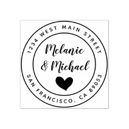 Kute handgeschreven namen en retouradres 	rubberstempel