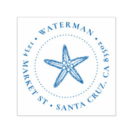 Kute handgetekende Starfish Family Return Address Zelfinktende Stempel