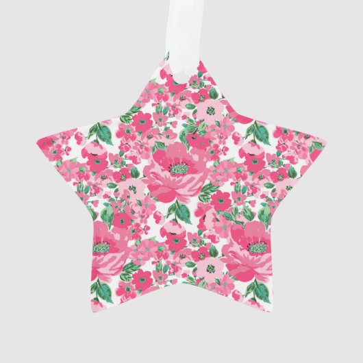 Kute handschilderroze bloemen elegant wit ontwerp ornament (achterkant)