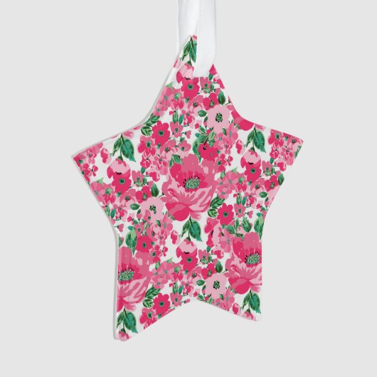 Kute handschilderroze bloemen elegant wit ontwerp ornament (voorkant)