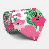 Kute handschilderroze bloemen elegant wit ontwerp stropdas (Opgerold)