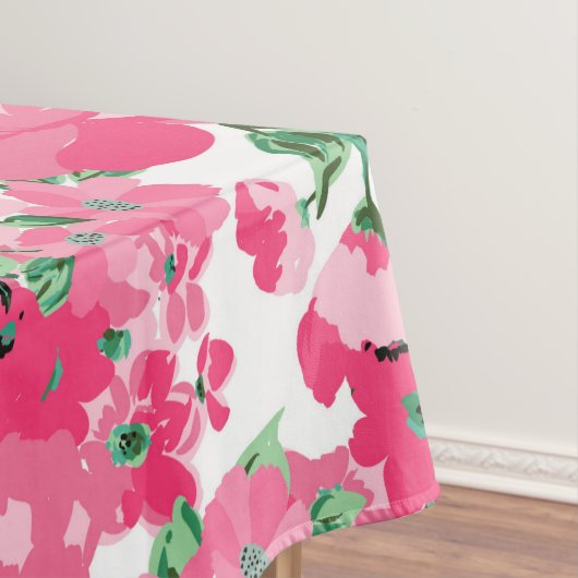 Kute handschilderroze bloemen elegant wit ontwerp tafelkleed (Voorbeeld)