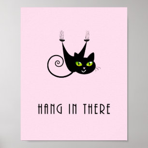 Kute Hang daar in Hangen Black Cat Green Eyes Poster