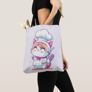 Kute Happy Baker Pastry Chef Cat Kitten   Draagtas
