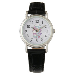 Kute Happy Baker Pastry Chef Cat Kitten   Horloge