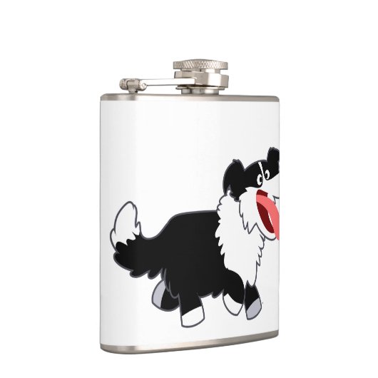 Kute Happy Cartoon Border Collie Hip Flask Heupfles (Rechts)