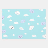Kute Happy Clouds Blue Wrapping Paper Sheets (Voorkant 3)