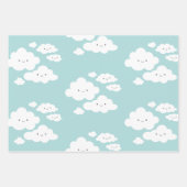 Kute Happy Clouds Blue Wrapping Paper Sheets (Voorkant)