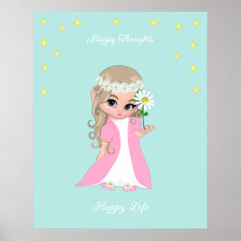 Kute Happy Fairy met sterren Motivatie poster