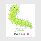 Kute happy glimlach green inchworm centipede sticker (Vel)