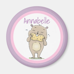 Kute happy hamster die een pinda-cartoon eet magneet