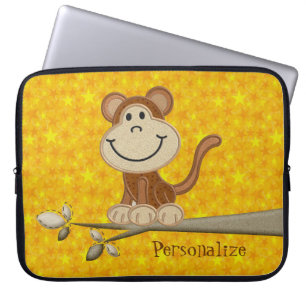 Kute Happy Monkey-laptophoes op maat Laptop Sleeve