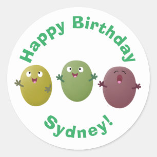 Kute happy olives die cartoon klassieke ronde zing sticker