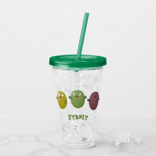 Kute happy olives die cartoon zingen acryl drinkbeker