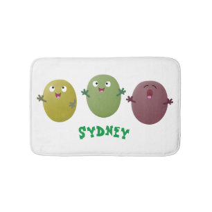 Kute happy olives die cartoon zingen badmat