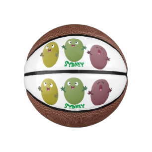 Kute happy olives die cartoon zingen basketbal