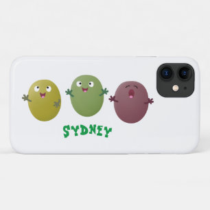 Kute happy olives die cartoon zingen iPhone 11 hoesje