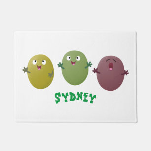 Kute happy olives die cartoon zingen deurmat