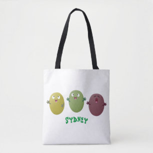Kute happy olives die cartoon zingen draagtas