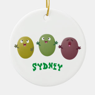 Kute happy olives die cartoon zingen keramisch ornament