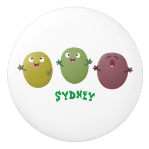 Kute happy olives die cartoon zingen keramische knop