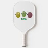 Kute happy olives die cartoon zingen pickleball paddle (Achterkant)
