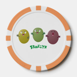 Kute happy olives die cartoon zingen poker chips