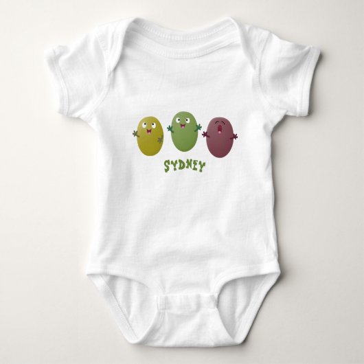 Kute happy olives die cartoon zingen romper (Voorkant)