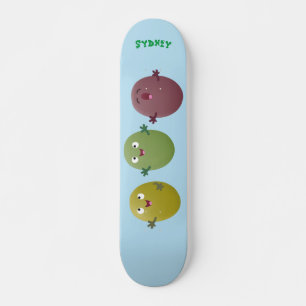 Kute happy olives die cartoon zingen skateboard