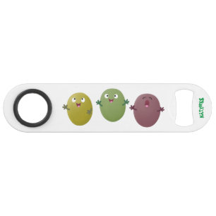 Kute happy olives die cartoon zingen speed flessenopener