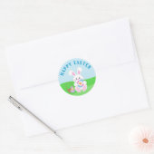 Kute Happy Paaster Bunny Easter Eggs Ronde Sticker (Envelop)