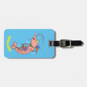 Kute happy shrimp, garnaal cartoon bagagelabel (Voorkant horizontaal)