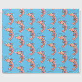 Kute happy shrimp, garnaal cartoon cadeaupapier (Vlak)