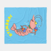 Kute happy shrimp, garnaal cartoon fleece deken (Voorkant (Horizontaal))