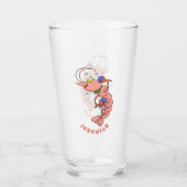Kute happy shrimp, garnaal cartoon glas (Voorkant)