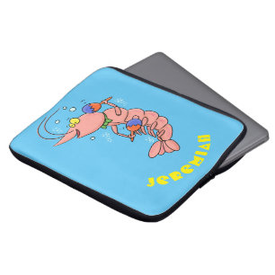 Kute happy shrimp, garnaal cartoon laptop sleeve