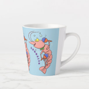 Kute happy shrimp, garnaal cartoon latte mok