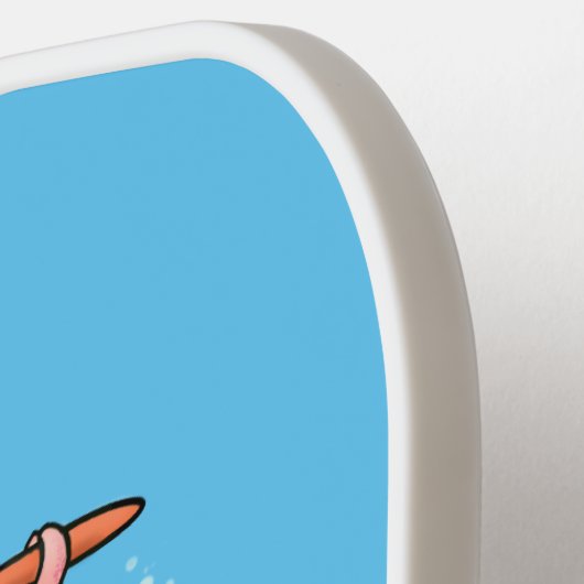 Kute happy shrimp, garnaal cartoon pickleball paddle (Links Detail)