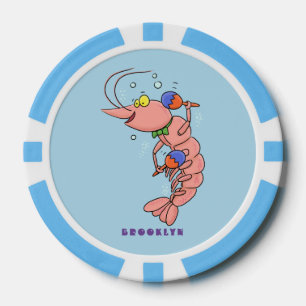 Kute happy shrimp, garnaal cartoon poker chips