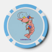 Kute happy shrimp, garnaal cartoon poker chips (Achterkant)