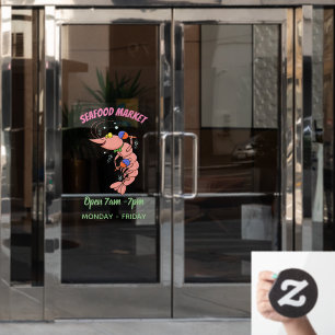 Kute happy shrimp, garnaal cartoon raamsticker